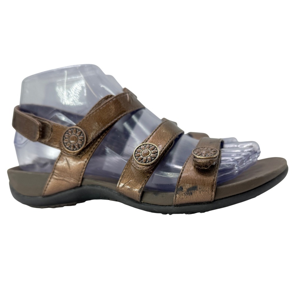 Vionic‎ Cathy Comfort Sandals Bronze Metallic Leather Strappy Women Size 6 FLAW
